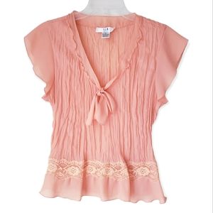 Vintage SLB Peach Crinkled Top